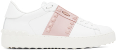 Бело-розовые кроссовки Valentino Garavani Rockstud
