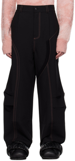 Черные брюки-карго с контрастной строчкой Feng Chen Wang