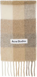 Бежевый шарф в клетку Белый Acne Studios