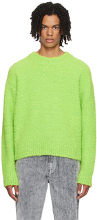 Зеленый свитер с круглым вырезом кислотного цвета SUNNEI