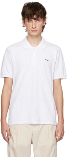 Белая трехцветная рубашка-поло из лисы Maison Kitsune