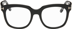 Черные блестящие квадратные очки с синими блоками TOM FORD