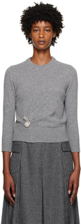 Серый свитер с кристаллами Erdem