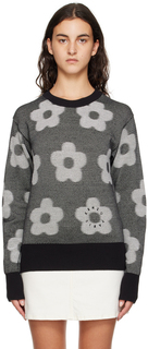 Черно-белый свитер в цветочные пятна Paris Paris Kenzo