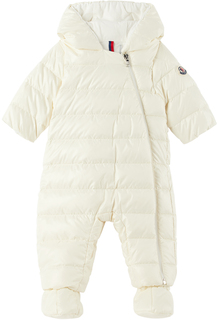 Baby White Пуховой комбинезон Indro Белый Moncler Enfant