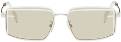 Белые прямоугольные солнцезащитные очки Fendi