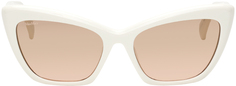 Белые блестящие солнцезащитные очки «кошачий глаз» Max Mara