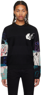 Черный свитер с вышивкой PS by Paul Smith