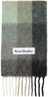 Зелено-серый шарф в клетку Acne Studios