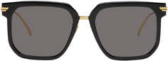 Большие квадратные солнцезащитные очки черно-золотого цвета Bottega Veneta