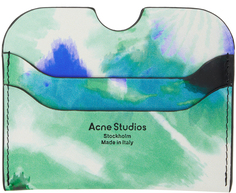 Визитница с зеленой маркой, синяя Acne Studios