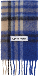 Синий шарф в клетку тартан Acne Studios