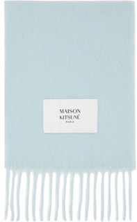 Синий шарф с нашивками Maison Kitsune