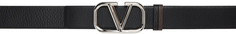 Двусторонний черно-коричневый ремень с логотипом Valentino Garavani