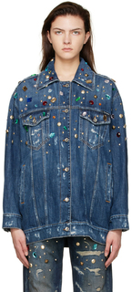 Синяя джинсовая куртка со стразами Dolce &amp; Gabbana