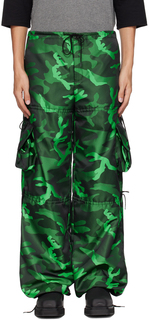 Anna Sui Эксклюзивные зеленые брюки карго с камуфляжным принтом SSENSE