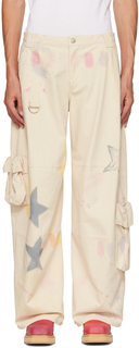 Белоснежные брюки карго Collina Strada со звездами