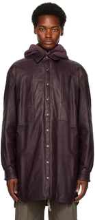 Фиолетовая кожаная куртка Rick Owens Jumbo с противотуманными карманами