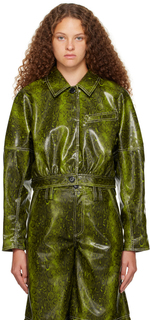 Куртка из искусственной кожи Green Snake Шпинат GANNI