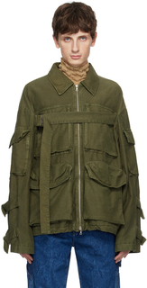 Куртка цвета хаки, окрашенная в готовую одежду Dries Van Noten