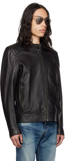 Черная кожаная куртка Belstaff Racer с V-образным вырезом