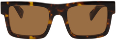 Солнцезащитные очки черепаховой расцветки с квадратными щитками Prada Eyewear