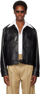 Эксклюзивная черная куртка из искусственной кожи System SSENSE