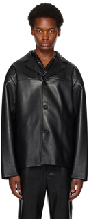 Черная веганская кожаная куртка Nanushka Arto