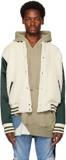Бело-зеленая университетская куртка Greg Lauren