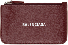 Бордовая длинная визитница Balenciaga