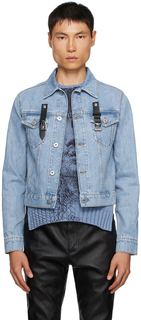 Светлая джинсовая куртка с синим ремешком навесного замка JW Anderson