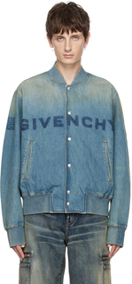 Синяя джинсовая куртка с эффектом разрушения, средний размер Givenchy