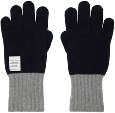 Темно-синие перчатки для сенсорного экрана Thom Browne