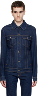 Темно-синяя джинсовая куртка с принтом Dolce &amp; Gabbana