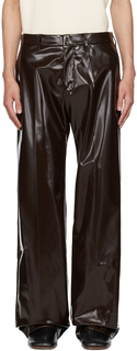 Коричневые плиссированные брюки MM6 Maison Margiela