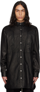 Черная кожаная куртка Jumbo с туманным карманом Rick Owens