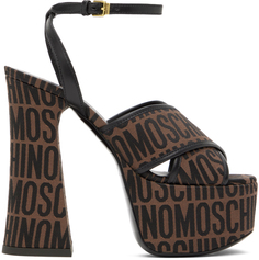Moschino Коричнево-черные жаккардовые туфли с логотипом