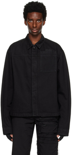 Черная новая классическая джинсовая куртка, потертая 032c