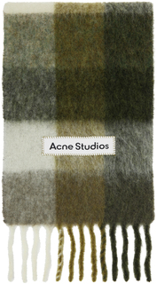 Зелено-бежевый шарф в клетку Acne Studios