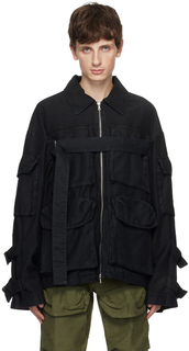 Черная куртка, окрашенная в готовую одежду Dries Van Noten