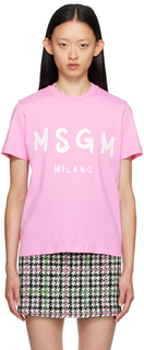 Розовая футболка с принтом MSGM