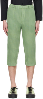 Зеленые брюки в полоску Leno HOMME PLISSe ISSEY MIYAKE