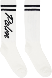 Белые носки в полоску с логотипом Palm Angels