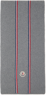 Серый трехцветный шарф Moncler