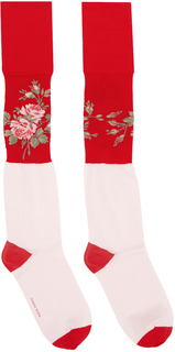 Красные носки с цветочным принтом Simone Rocha