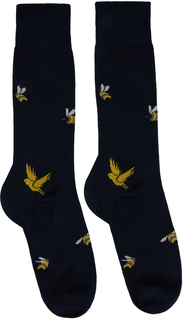Темно-синие носки с птицами и пчелами Thom Browne