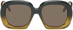 Зеленые квадратные солнцезащитные очки в форме полумесяца, блестящие темные LOEWE
