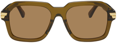 Зеленые квадратные солнцезащитные очки Bottega Veneta