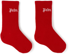 Детские красные хлопковые носки с логотипом, красный/белый. Размер: рекомендуемый возраст. Palm Angels