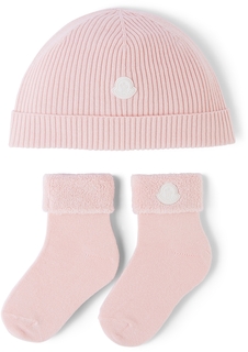 Комплект шапочки и носков Baby Pink Пастельно-розовый Moncler Enfant